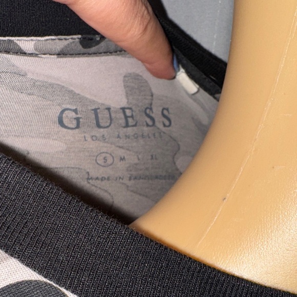 GUESS Men's Short Sleeve Camouflage Tee - Black and Gray - Picture 2 of 3